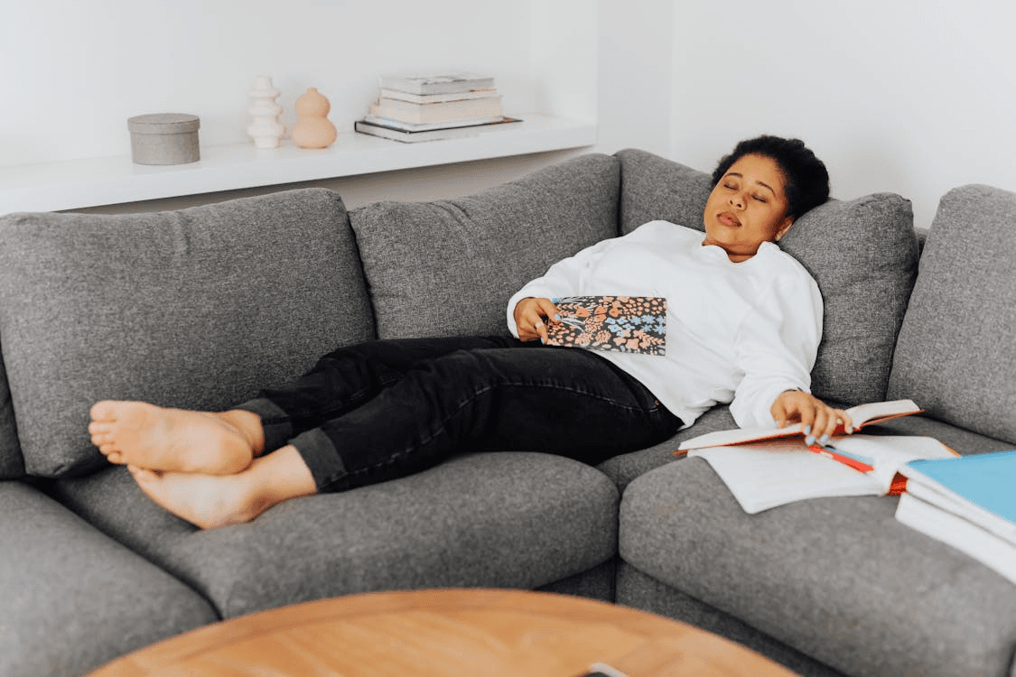 woman tired and sleeping
