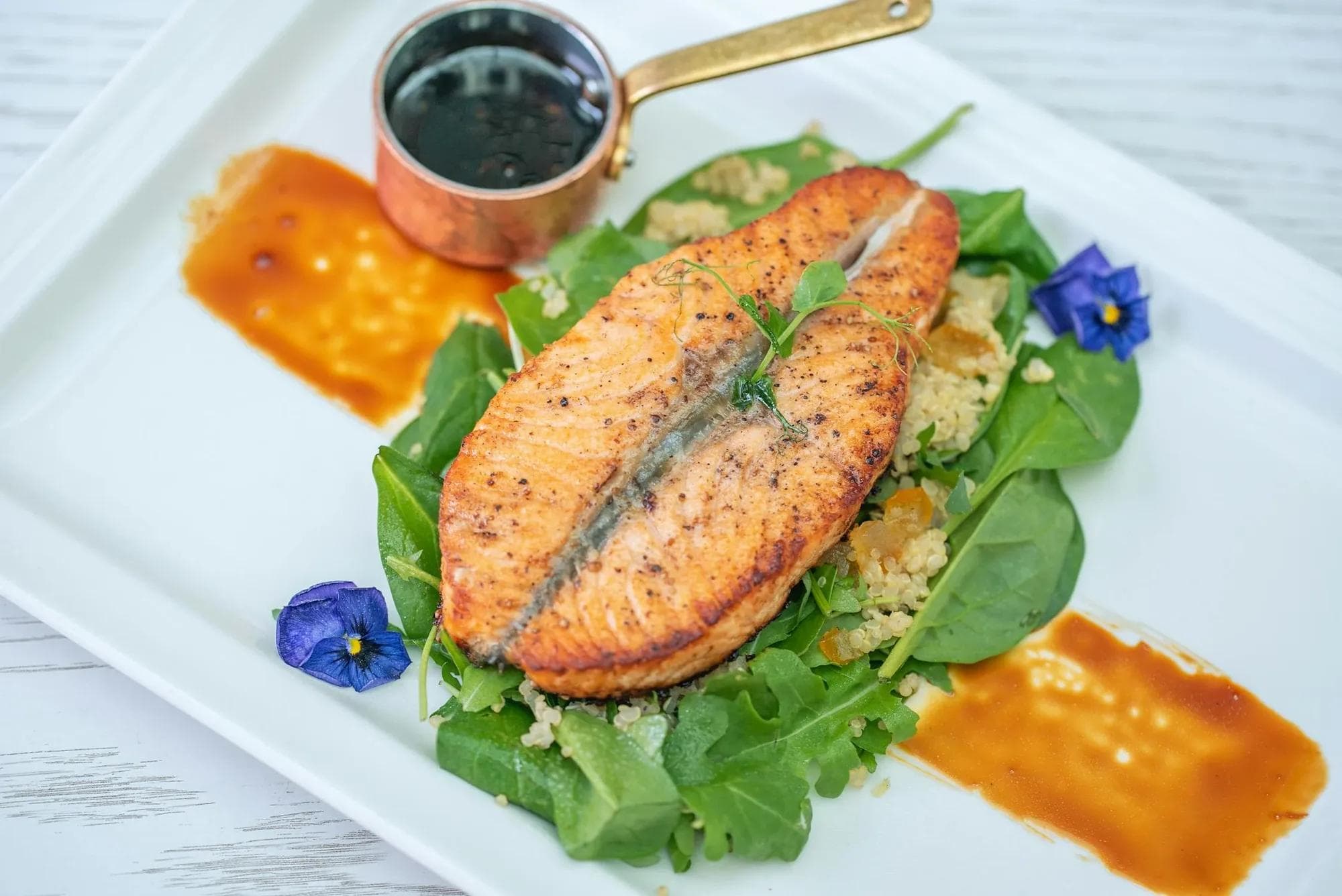 Pan seared salmon with quinoa salad