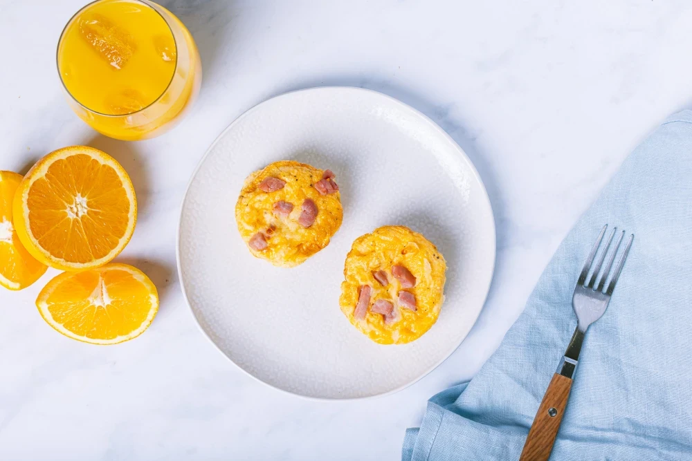 Egg & Bacon muffins on a plate